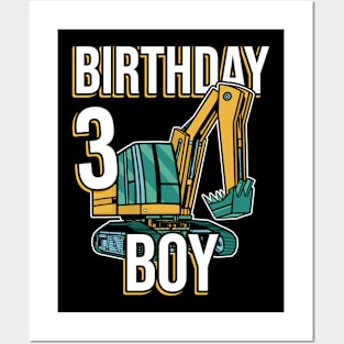 Excavator Birthday Posters and Art